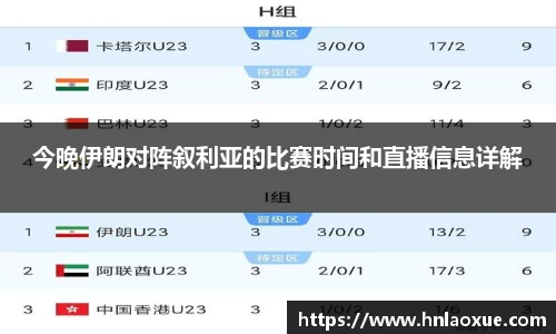 今晚伊朗对阵叙利亚的比赛时间和直播信息详解